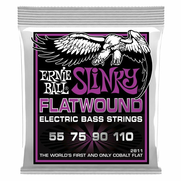 Ernie Ball Cobalt Power Slinky 4-String Flatwound Bass Strings 55-110. p/n 2811