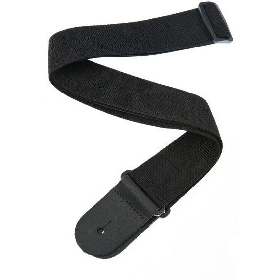 D'Addario Polypropylene Guitar Strap - Leather Ends - Black P/N PWS100