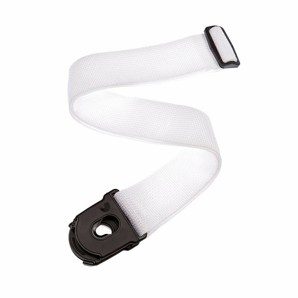 D'Addario Lock Strap PW-SPL-208 WHITE - Locks On To The Guitar,New Design!!