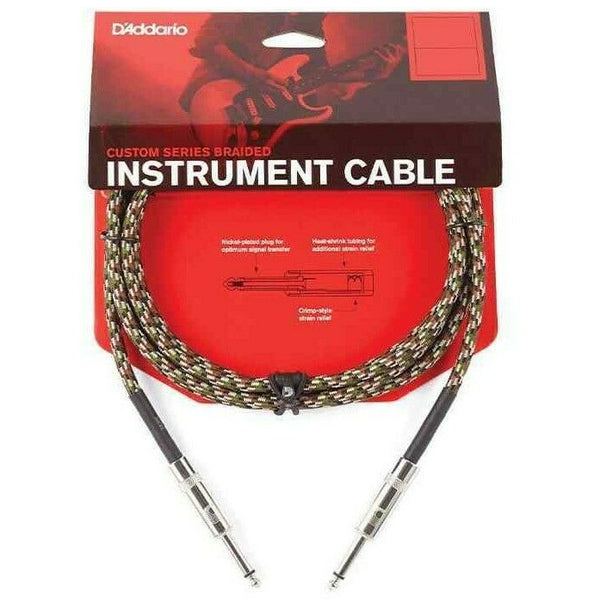 D'Addario Braided Instrument Cable Camouflage 20 feet PW-BG-20CF