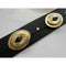LeatherGraft 'Brass Style Conch' Black Leather Guitar Strap Extra Long 63cm