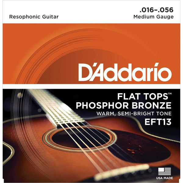 D'Addario EFT13 Flat Tops Resophonic   (.016-.056)   Acoustic Guitar Strings