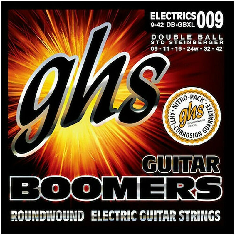 Double Ball End Guitar Strings By GHS, Boomers DB-GBXL Nickel Plated Steel 9-42