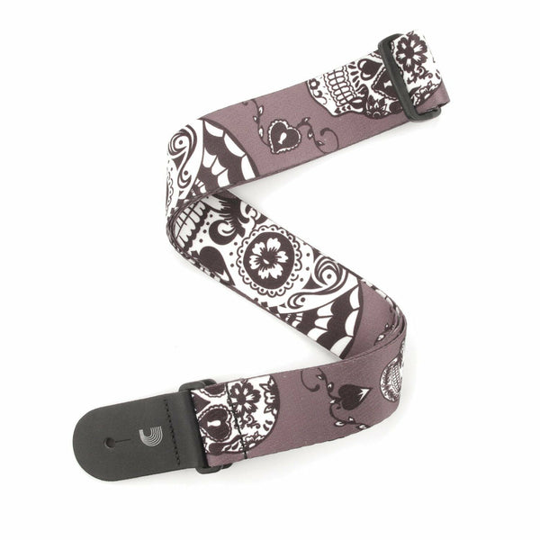 D'Addario P20W1412   2-Inch Sugar Skulls Woven Guitar Straps   Black