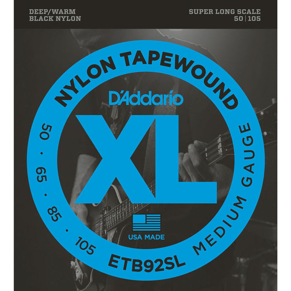 D'Addario ETB92SL Tapewound Bass Guitar Strings, Medium, 50-105,Super Long Scale