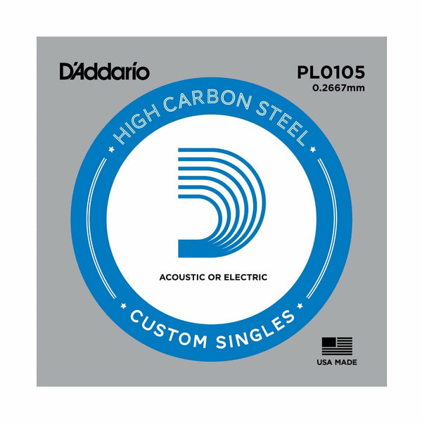 5 X D'ADDARIO PLAIN STEEL SINGLE GUITAR PL010.5.Electric or Acoustic 5 Pack