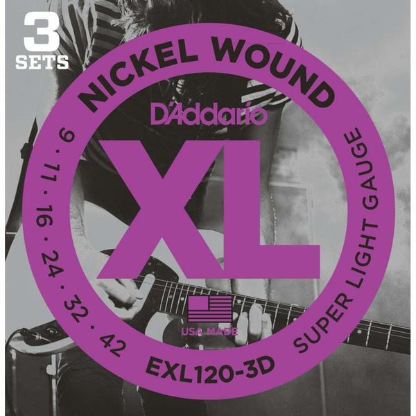 2 X D'Addario EXL120-3D Nickel Wound Electric Guitar Strings 9-4(3 Set Pack)
