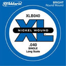 D'Addario XLB040 Nickel Wound Bass Guitar Single String, Long Scale .040
