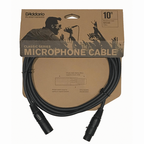 Microphone Cable XLR/XLR By D'Addario PW-CMIC-10 10' Classic Series.