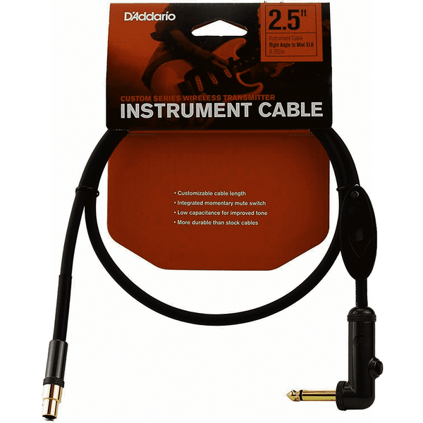 D'Addario PW-WGRA-02 Wireless Transmitter Instrument Cables - Right Angle Plug