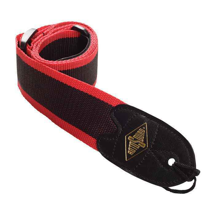 Guitar Strap Rotosound STR10 High Quality Webbing Strap Leather Ends Red Stripe