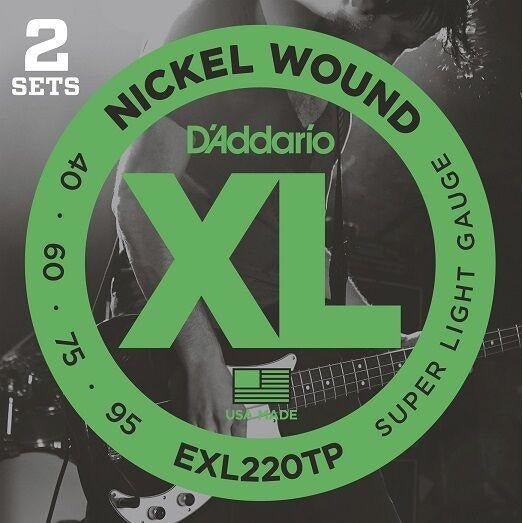 D'Addario EXL220TP Twin Pack Long Scale Bass Guitar Strings Super Light 40 - 95