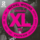 Twin Pack D'addario EXL170-5TP  Roundwound Bass Strings 45-130 Nickel, 5-String.