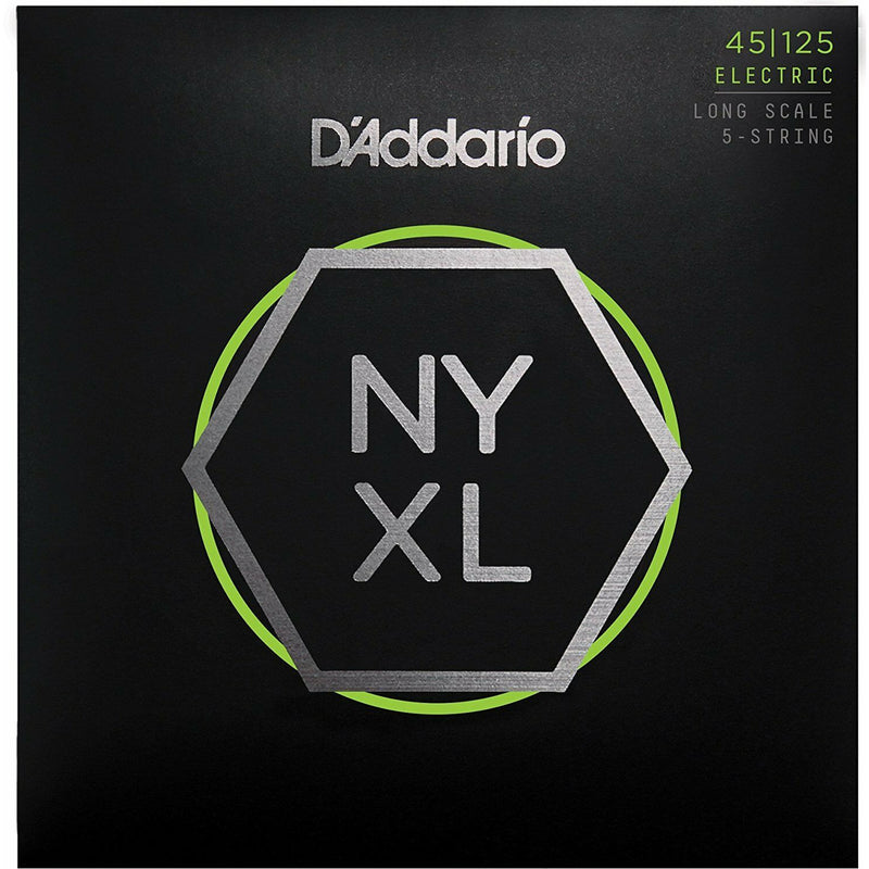 D'addario NYXL45125, Set Long Scale, Lt Top / Med Btm, 5-String, 45-125
