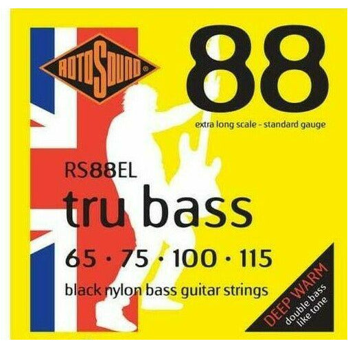 Black Nylon Bass Guitar Strings Rotosound RS88EL Tru Bass  65-115 Ex long Scale