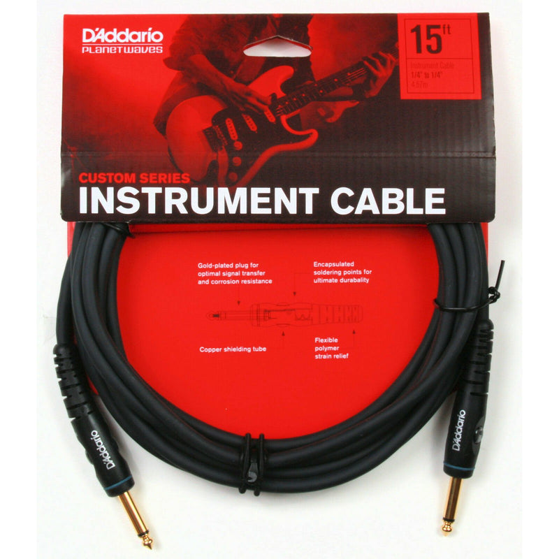 D'Addario PW-G-15. 15' Custom Series Instrument Cable. ¼ To ¼ Straight Jack