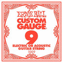 Ernie Ball .009 Custom Gauge Guitar Single Strings Electric or Acoustic Pack 6