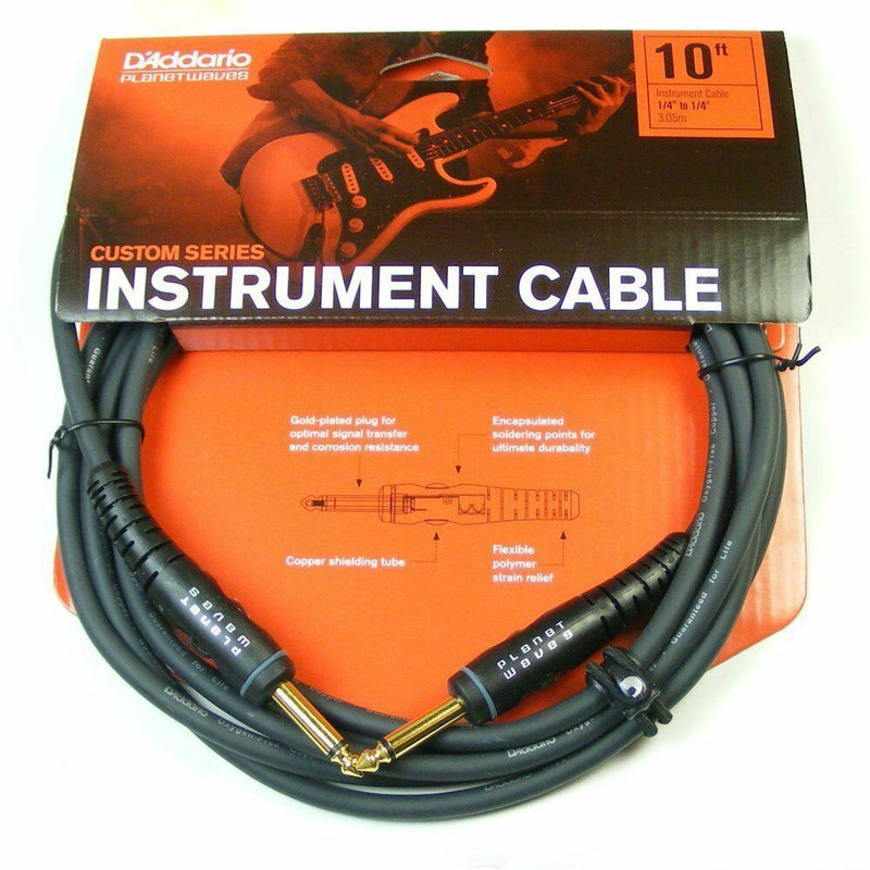 D'Addario PW-G-10.10' Custom Series Instrument Cable.Straight / Straight Jack