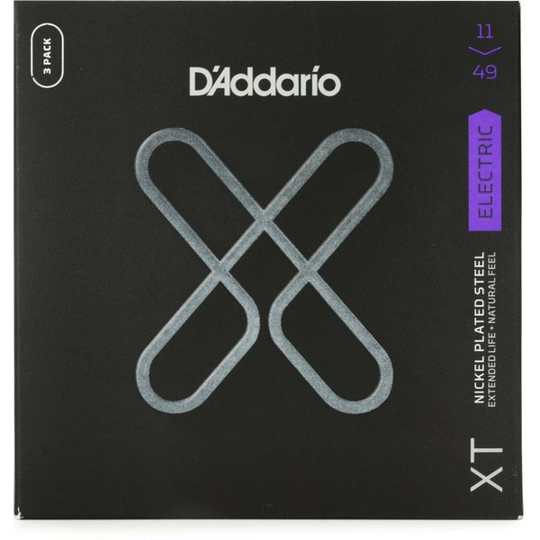 3 Pack D'Addario XTE1149 Nickel Plated Steel Electric Guitar Strings, Med 11-49