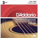 2 X D'Addario EJ17-3D Phosphor Bronze Acoustic Guitar Strings (3 Set Pack)