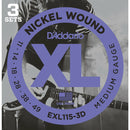 2 X D'Addario EXL115-3D Electric Guitar Strings 11-49 (3 Pack). Blues/Jazz Rock