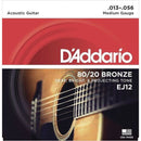 D'Addario EJ12 Acoustic 80/20 Bronze Guitar Strings Medium 13-56