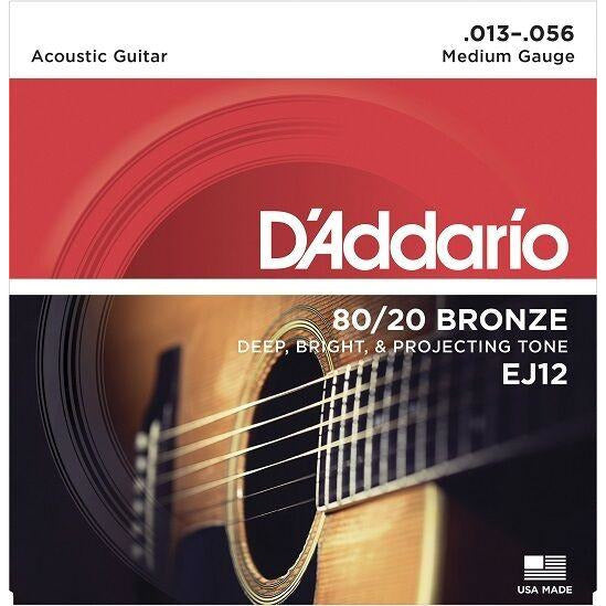 D'Addario EJ12 Acoustic 80/20 Bronze Guitar Strings Medium 13-56