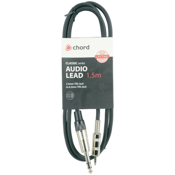 Chord Classic Audio Leads 6.3mm TRS Jack Plug - 3.5mm TRS Jack Plug P/N 190012