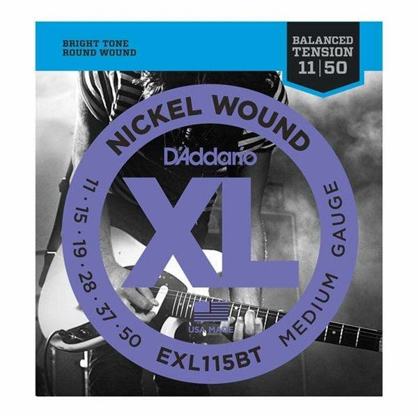 D'Addario EXL115BT Electric Guitar Strings11-50 Balanced Tension, Bright Tone