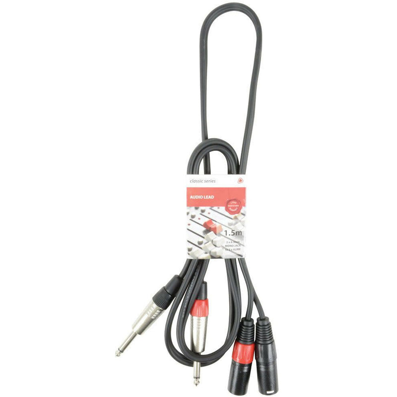 Chord Classic 2 x 6.3mm Mono Jack - 2 Male XLR Lead Quality Cable and Plugs 1.5M