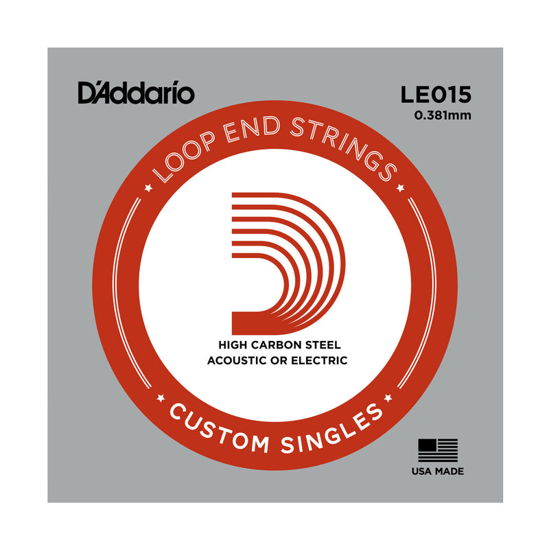 2x D'Addario LE015 Plain Steel Loop End Mandolin Strings  ( .15 Gauge )