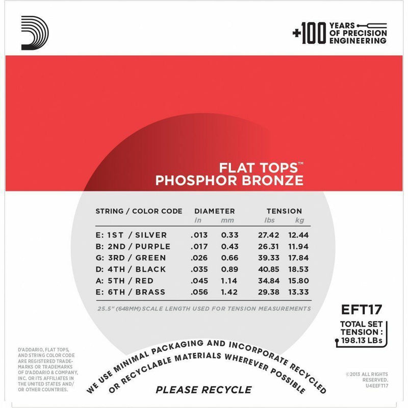 D'Addario EFT17 Flat Tops Medium   (.013-.056)   Acoustic Guitar Strings