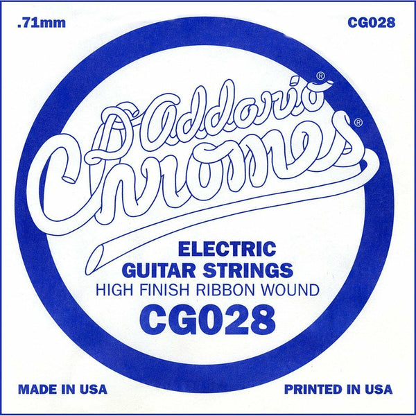 D'Addario CG028 Chrome Flatwound Electric Guitar Single Strings Gauge 028 5 Pack