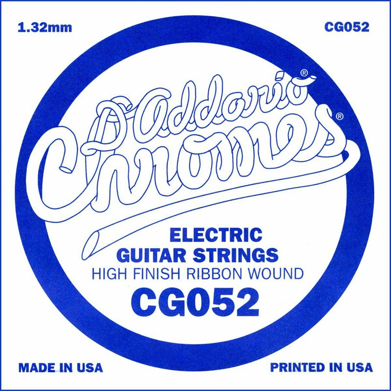 D'Addario CG052 Chrome Flatwound Electric Guitar Single Strings Gauge 052 5 Pack