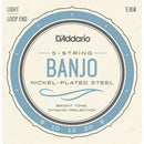 D'Addario EJ60 Banjo Nickel Wound Strings, Light Gauge 9-20, Loop End