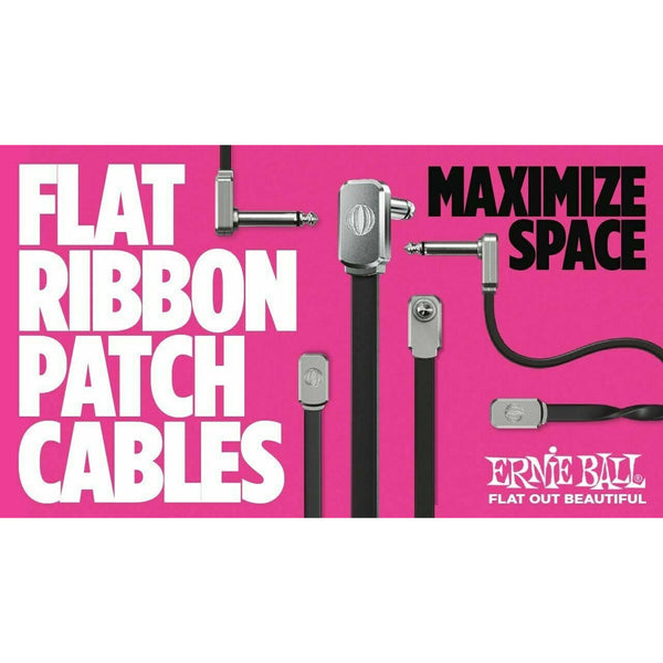 Ernie Ball Flat Ribbon Patch Cable, 6 Inch Black :P/N P06226