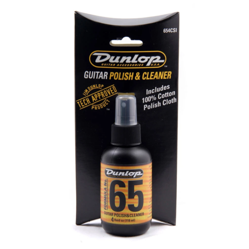 Dunlop Guitar Polish With Cloth. 4oz Spray, Hi Quality Showroom Shine P/N:  654C