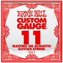 Ernie Ball .011 Custom Gauge Guitar Single Strings Electric or Acoustic Pack 6