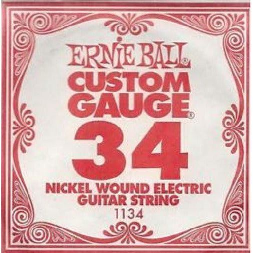 Ernie Ball .34 Nickel Wound Custom Gauge Guitar Single Strings Electric Pack 6