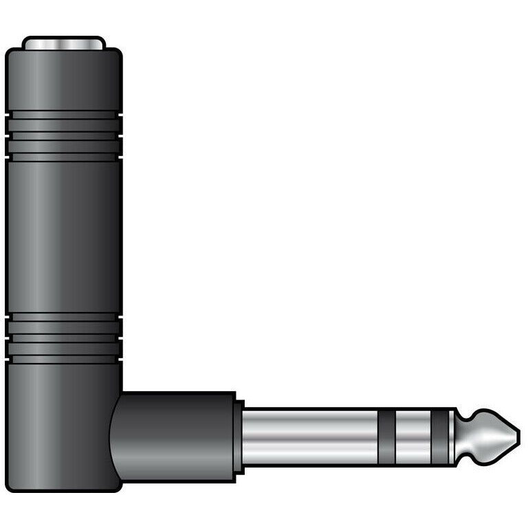 QTX Right Angle 6.3mm Stereo Jack Plug – 6.3mm Stereo Jack Socket Adaptor