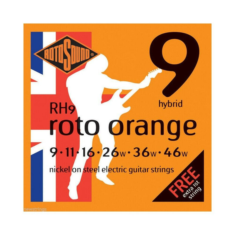 Rotosound RH9 Roto Orange Nickel Electric Guitar Strings 9-46 Hybrid UK Made!