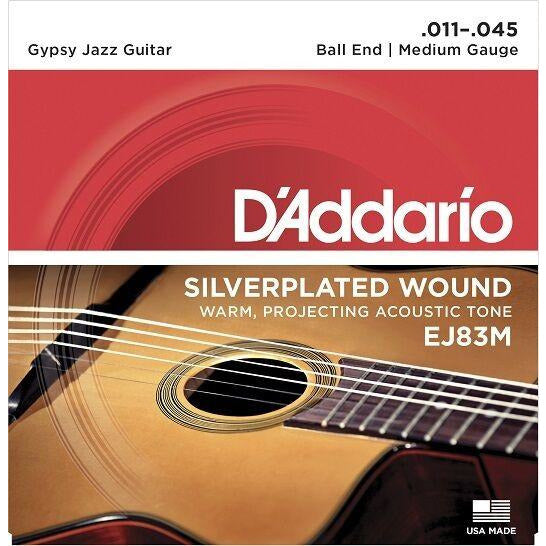 D'Addario EJ83M Gypsy Jazz, Ball End Guitar Strings Medium, 11-45