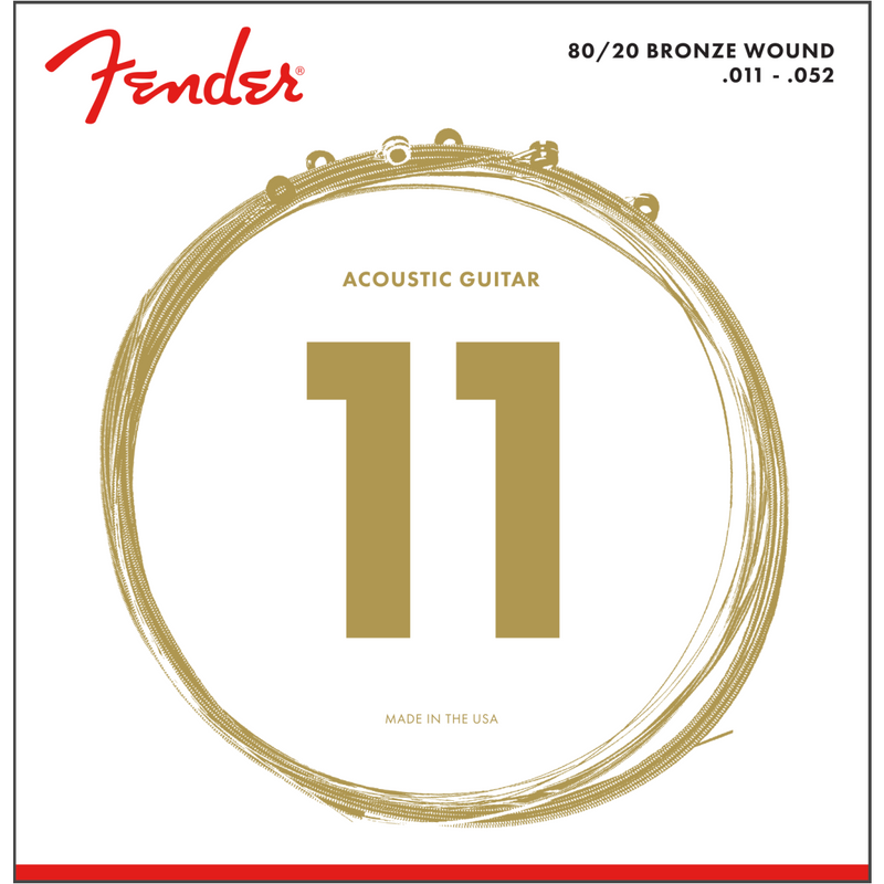 Acoustic Guitar Strings Fender 80/20 Bronze Ball End, 70CL .011-.052