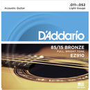 D'Addario EZ910 Bronze Acoustic Guitar Strings 11-52 Gauge.Bright Sounding Tone