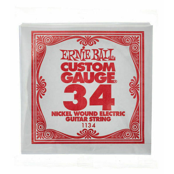 Single Guitar Strings, 6 Pack, 'A' Ernie Ball .34 Nickel Wound