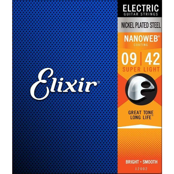 Elixir Nanoweb 12002 Nickel Wound Anti-Rust Electric Guitar Strings 09-42
