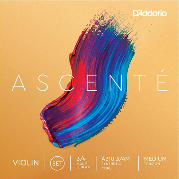 D'Addario A310 3/4M Ascenté Violin String Set, 3/4 Scale, Medium Tension