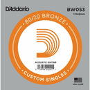 5 X D'Addario BW053 80/20  Bronze Wound  Acoustic Guitar Single String .053