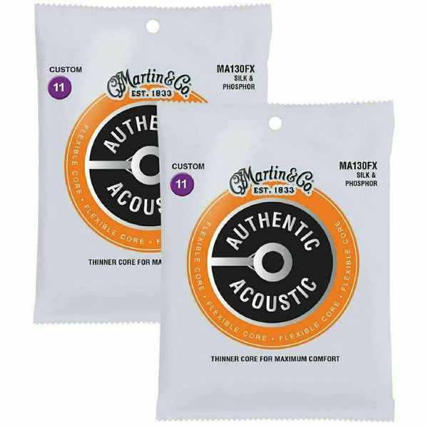 2 x Acoustic Guitar Strings By Martin Authentic Acoustic MA130FX  11-47