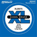 D'Addario XLB075 Nickel Wound Bass Guitar Single String, Long Scale .075